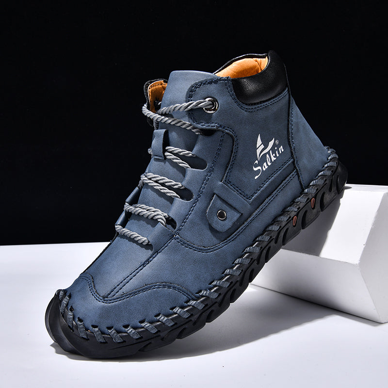 (🎁#9 Best Seller) Men’s Comfortable Orthopedic Leather Boots – Arch Support, Shock Absorbing, Wide Toe, Waterproof, Anti-Slip, Breathable, Lightweight & Handmade for Everyday & Outdoor Wear
