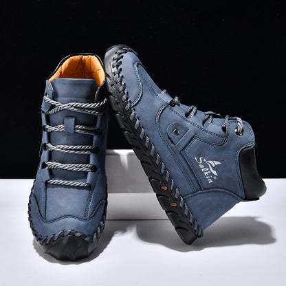 (🎁#9 Best Seller) Men’s Comfortable Orthopedic Leather Boots – Arch Support, Shock Absorbing, Wide Toe, Waterproof, Anti-Slip, Breathable, Lightweight & Handmade for Everyday & Outdoor Wear
