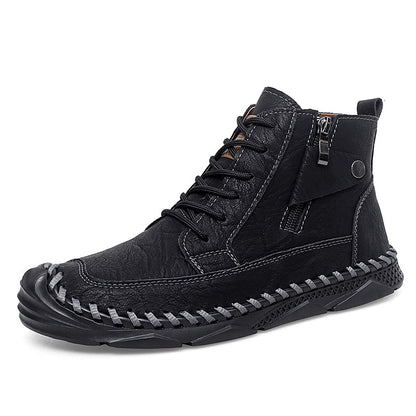 (⏰NOW ON: 70% OFF Sale! 🔥)Men’s Leather Work & Motorcycle Chukka Boots – Durable, Lightweight, Non-Slip Sole with Ankle Support for Long Rides & Long Days