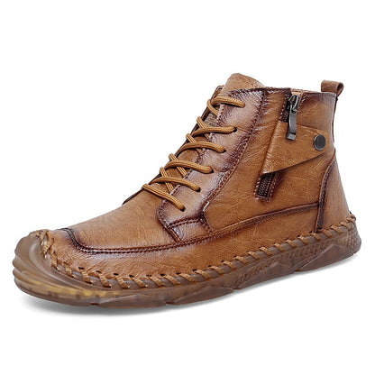 (⏰NOW ON: 70% OFF Sale! 🔥)Men’s Leather Work & Motorcycle Chukka Boots – Durable, Lightweight, Non-Slip Sole with Ankle Support for Long Rides & Long Days
