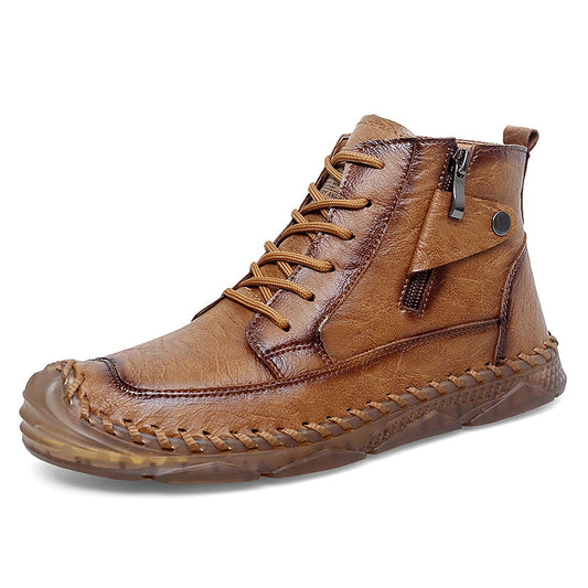 (⏰NOW ON: 70% OFF Sale! 🔥)Men’s Leather Work & Motorcycle Chukka Boots – Durable, Lightweight, Non-Slip Sole with Ankle Support for Long Rides & Long Days