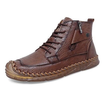 (⏰NOW ON: 70% OFF Sale! 🔥)Men’s Leather Work & Motorcycle Chukka Boots – Durable, Lightweight, Non-Slip Sole with Ankle Support for Long Rides & Long Days