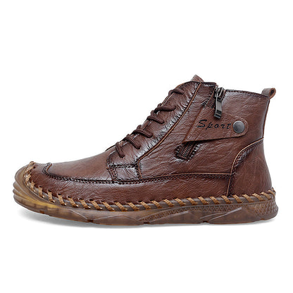 (⏰NOW ON: 70% OFF Sale! 🔥)Men’s Leather Work & Motorcycle Chukka Boots – Durable, Lightweight, Non-Slip Sole with Ankle Support for Long Rides & Long Days