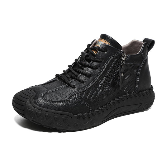 Men's Vintage Work Boots Outdoor - Handcrafted Stitching, Waterproof & Slip-Resistant