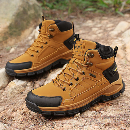 (⏰ Limited Time Sale 70% OFF 🔥) Men’s Premium Leather Hand Stitched Full-Grain Leather Boots Motorcycle Boots Work Boots Hiking Boots – Waterproof, Cut-Resistant, Anti-Slip Sole, Shock-Absorbing Arch Support, All-Day Comfort