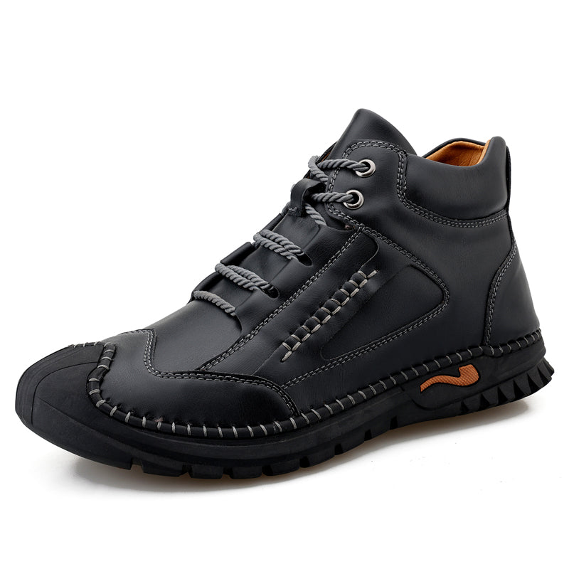 (⏰Limited Time Sale 70% OFF 🔥)Men’s Genuine Leather Hiking Boots Outdoor Casual Shoes Durable Hand-Stitched Wide Toe Work Ankle Support Walking Sneakers