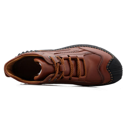 (⏰Limited Time Sale 70% OFF 🔥)Men’s Genuine Leather Hiking Boots Outdoor Casual Shoes Durable Hand-Stitched Wide Toe Work Ankle Support Walking Sneakers