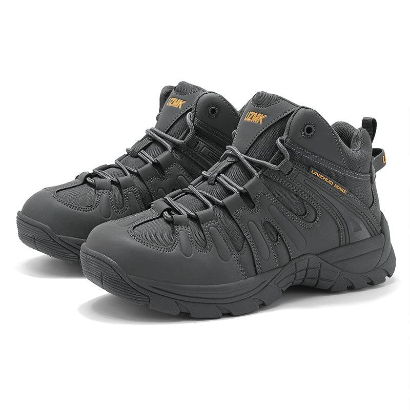 (🔥Last Day Promotion 70% OFF 🎁) Men’s Leather Hiking and Work Boots, Waterproof Lightweight Orthopedic Comfort, Slip Resistant Anti Puncture, Shock Absorbing Arch and Ankle Support, for Wet Trails Construction and Long Walks