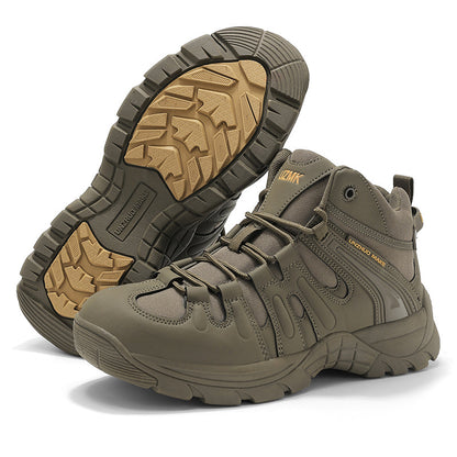 (🔥Last Day Promotion 70% OFF 🎁) Men’s Leather Hiking and Work Boots, Waterproof Lightweight Orthopedic Comfort, Slip Resistant Anti Puncture, Shock Absorbing Arch and Ankle Support, for Wet Trails Construction and Long Walks