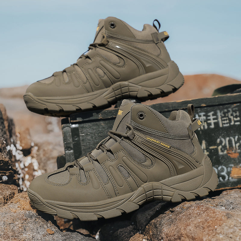 (🔥Last Day Promotion 70% OFF 🎁) Men’s Leather Hiking and Work Boots, Waterproof Lightweight Orthopedic Comfort, Slip Resistant Anti Puncture, Shock Absorbing Arch and Ankle Support, for Wet Trails Construction and Long Walks