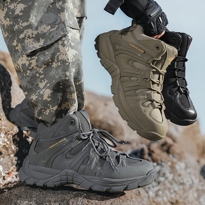 (🔥Last Day Promotion 70% OFF 🎁) Men’s Leather Hiking and Work Boots, Waterproof Lightweight Orthopedic Comfort, Slip Resistant Anti Puncture, Shock Absorbing Arch and Ankle Support, for Wet Trails Construction and Long Walks