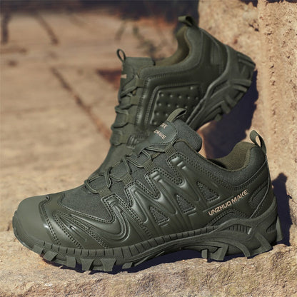 Men’s Lightweight Hiking/Work Shoes — Multi-Terrain Slip-Resistant, Breathable Quick-Dry Mesh, Shock-Absorbing Arch Support, Wide Protective Toe & Ankle Support