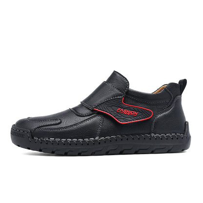 Mens Hand Stitching Leather Lace Up Ankle Boots Casual Vintage Non Slip Flats Arch Support Loafers for Hiking Walking Driving Chukka Boots