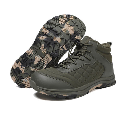 Men’s Fur Lined Winter Work Boots, Non-Slip Insulated Hiking Ankle Boots