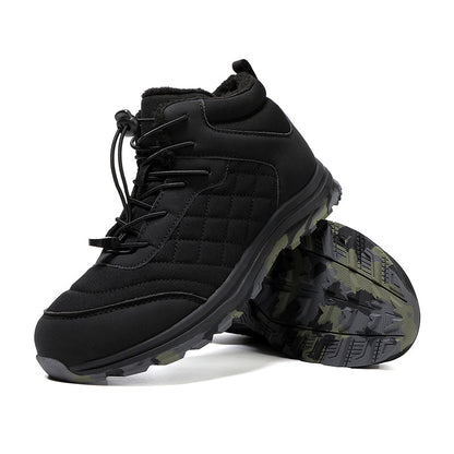 Men’s Fur Lined Winter Work Boots, Non-Slip Insulated Hiking Ankle Boots