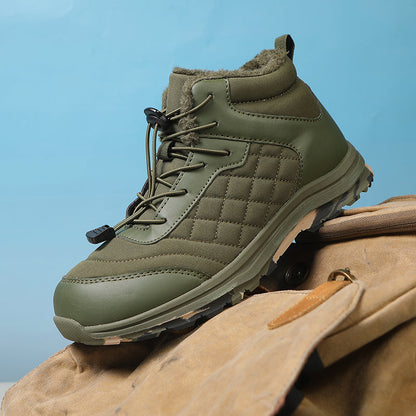 Men’s Fur Lined Winter Work Boots, Non-Slip Insulated Hiking Ankle Boots