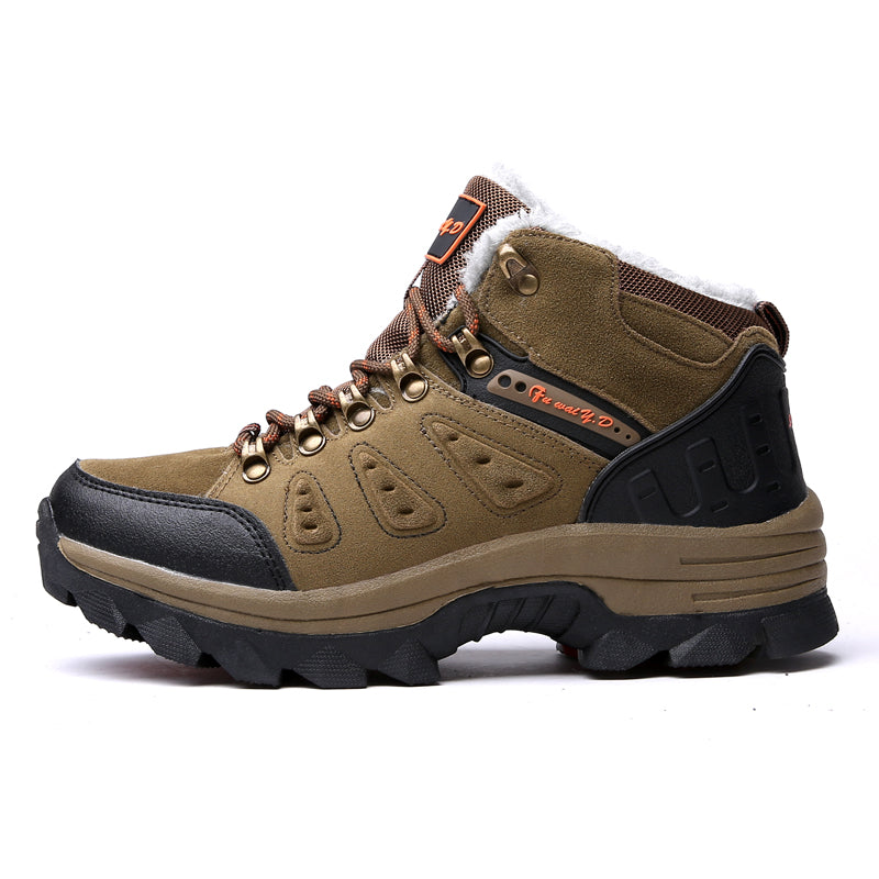 Men’s Warm-Lined Wide Fit Hiking Shoes – Waterproof, Non-Slip & Cushioned Arch Support for Winter Comfort