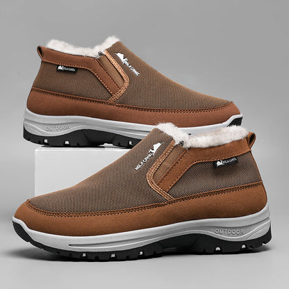 Men’s Warm Slip-On Winter Ankle Boots – Water-Repellent Upper, Windproof, Non-Slip Rubber Sole