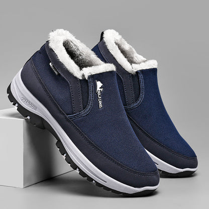 Men’s Warm Slip-On Winter Ankle Boots – Water-Repellent Upper, Windproof, Non-Slip Rubber Sole