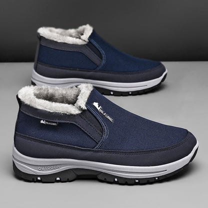 Men’s Warm Slip-On Winter Ankle Boots – Water-Repellent Upper, Windproof, Non-Slip Rubber Sole