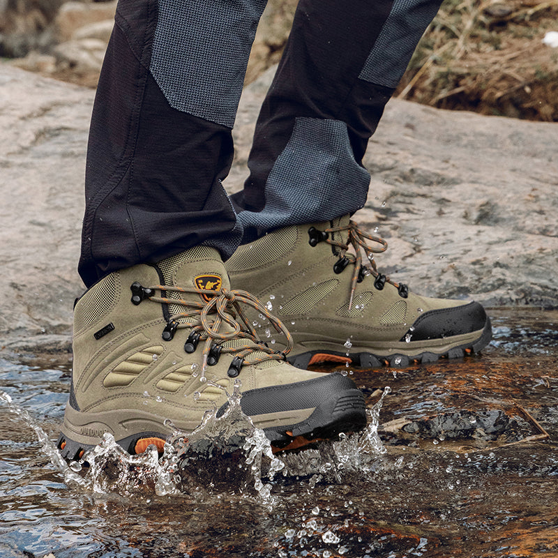 Men's Orthopedic Hiking Boots - Safe and Comfortable Work Boots - Waterproof, Slip-resistant, Impact-resistant, and Puncture-resistant - Wide Toe, Arch Support, and Ankle Support - Money-back Guarantee if ineffective.