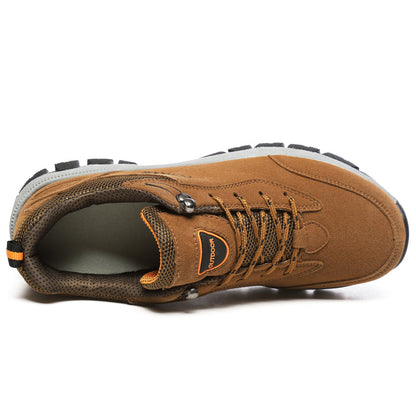 Men's Orthopedic Outdoor Work Boots - Built-In Arch Support; Waterproof Leather Upper; Wide Toe; Non-Slip; Ankle Support; Scratch&Smash&Puncture Resistant; Perfect For Hiking, Travel, Walk and Work.