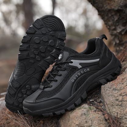 Men's Mesh Hiking Shoes - Lace-Up, Enhanced Support, Wide Toe Box with Arch Support