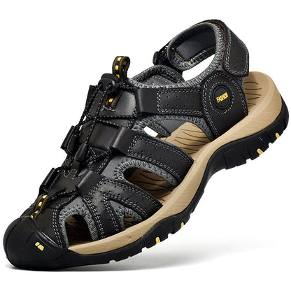 Men's Mixed Material Sandals - Lace-Up, Maximum Support, Wide Toe Box with Arch Support