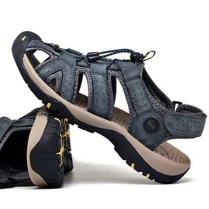 Men's Mixed Material Sandals - Lace-Up, Maximum Support, Wide Toe Box with Arch Support