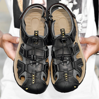 Men's Mixed Material Sandals - Lace-Up, Maximum Support, Wide Toe Box with Arch Support