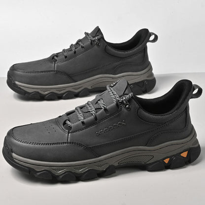 Men's Genuine Leather Casual Boots - Lace-Up, Maximum Support, Wide Toe Box with Arch Support