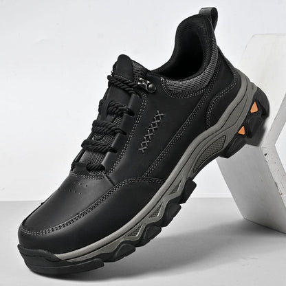 Men's Genuine Leather Casual Boots - Lace-Up, Maximum Support, Wide Toe Box with Arch Support
