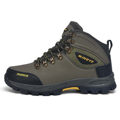 Men's Genuine Leather Work Boots - Lace-Up, Waterproof, Slip-resistant, Puncture-resistant, Wide Toe Box with Arch Support-Ideal For Industry/Construction Area
