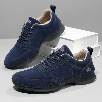 Men's Suede Walking Shoes - Lace-Up, Breathable, Wide Toe Box with Arch Support