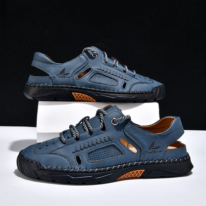 Men's Genuine Leather Sandals - Lace-Up, Maximum Support, Wide Toe Box with Arch Support