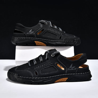 Men's Genuine Leather Sandals - Lace-Up, Maximum Support, Wide Toe Box with Arch Support