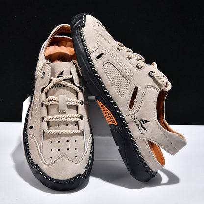 Men's Genuine Leather Sandals - Lace-Up, Maximum Support, Wide Toe Box with Arch Support