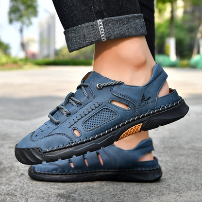 Men's Genuine Leather Sandals - Lace-Up, Maximum Support, Wide Toe Box with Arch Support