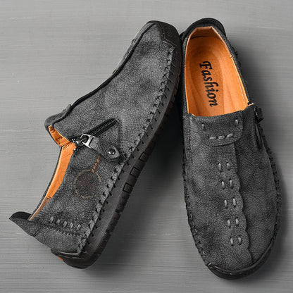 Men's Genuine Leather Casual Boots - Slip-On, Effortless Style, Wide Toe Box with Arch Support