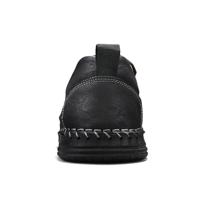 Men's Genuine Leather Casual Boots - Slip-On, Waterproof, Wide Toe Box with Arch Support