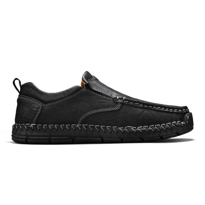 Men's Genuine Leather Casual Boots - Slip-On, Waterproof, Wide Toe Box with Arch Support