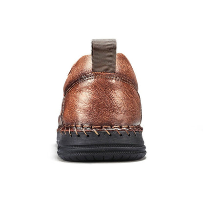 Men's Genuine Leather Casual Boots - Slip-On, Waterproof, Wide Toe Box with Arch Support
