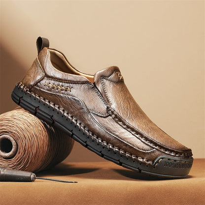 Men's Genuine Leather Casual Boots - Slip-On, Waterproof, Wide Toe Box with Arch Support