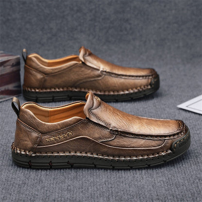 Men's Genuine Leather Casual Boots - Slip-On, Waterproof, Wide Toe Box with Arch Support