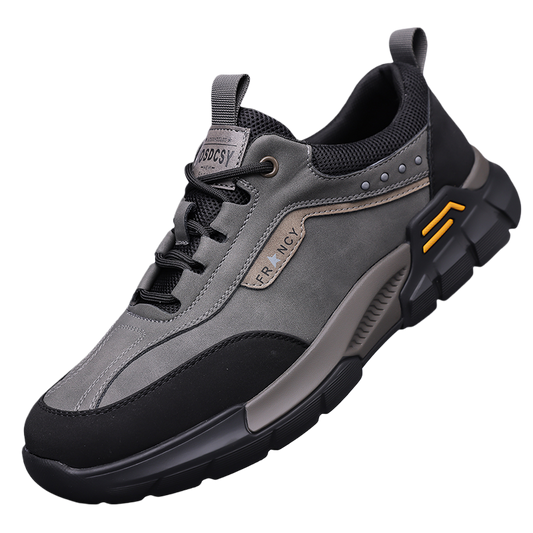 Men's Genuine Leather Hiking Boots - Lace-Up, Waterproof, Wide Toe Box with Arch Support