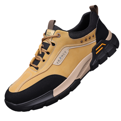 Men's Genuine Leather Hiking Boots - Lace-Up, Waterproof, Wide Toe Box with Arch Support