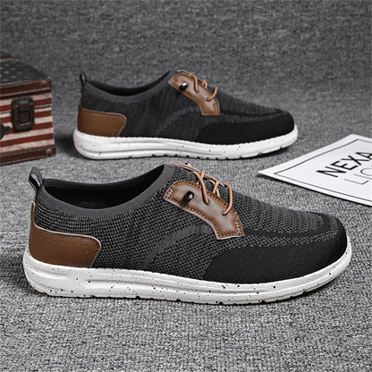 Men's Mesh Walking Shoes - Lace-Up, Breathable, Wide Toe Box with Arch Support