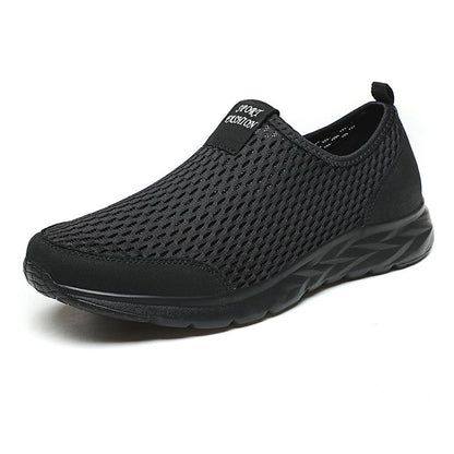 Men's Mesh Walking Shoes - Slip-On, Cushioned, Wide Toe Box with Arch Support
