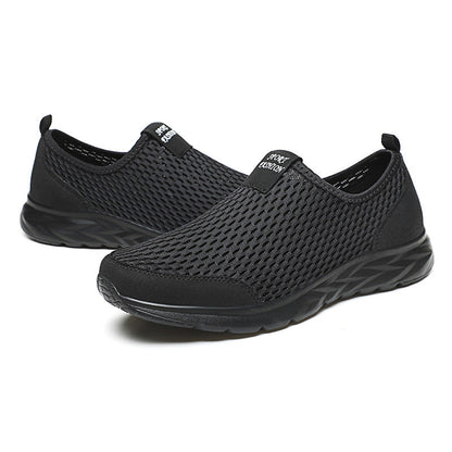 Men's Mesh Walking Shoes - Slip-On, Cushioned, Wide Toe Box with Arch Support