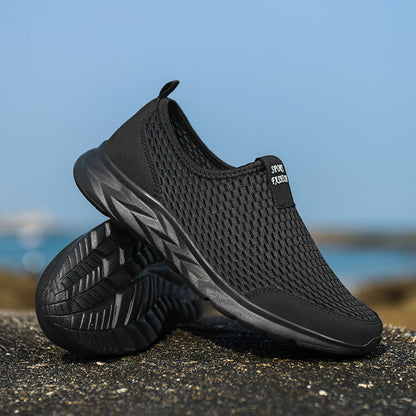 Men's Mesh Walking Shoes - Slip-On, Cushioned, Wide Toe Box with Arch Support